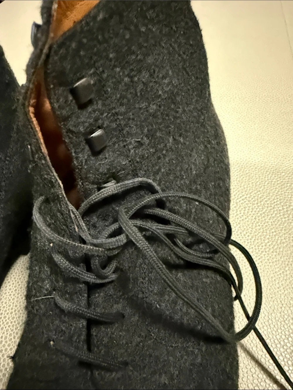 Robert Clergerie Charcoal Gray Wool Lace-Up Ankle Booties